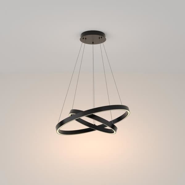 Maytoni Rim Modern integrerad LED-taklampa Twin Ring svart, 60cm, 3000K