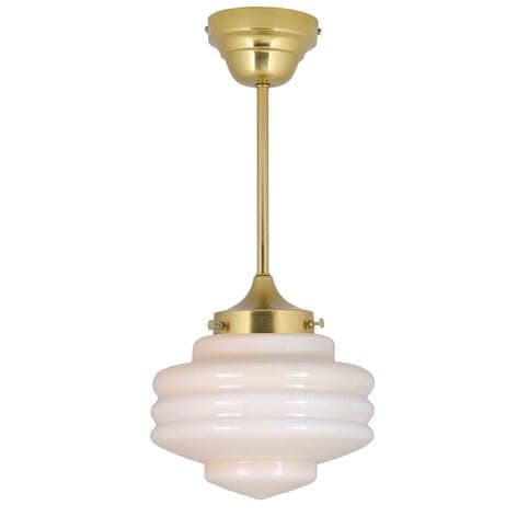 Taklampa m. Stång Valter Mässing/Opal Beige