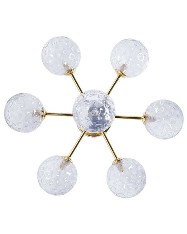 Taklampa 7 Ljus Blå och Guld Glas och Järn Metall Glamorös Modern Look Vardagsrumsbelysning