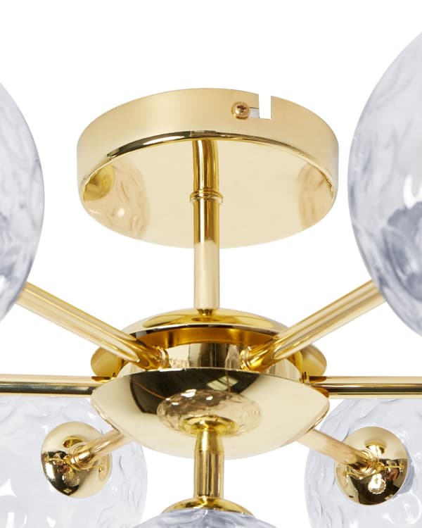 Taklampa 7 Ljus Blå och Guld Glas och Järn Metall Glamorös Modern Look Vardagsrumsbelysning