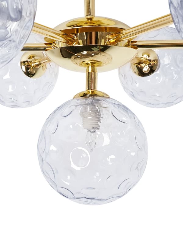 Taklampa 7 Ljus Blå och Guld Glas och Järn Metall Glamorös Modern Look Vardagsrumsbelysning