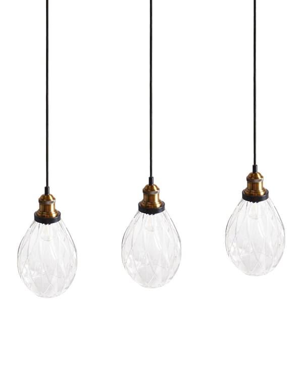 Pendellampa Transparent Glas- och Metallskärm 3 Ljus Belysning Hängande Taklampa Vardagsrum Sovrum
