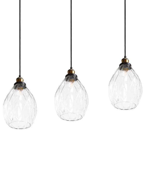 Pendellampa Transparent Glas- och Metallskärm 3 Ljus Belysning Hängande Taklampa Vardagsrum Sovrum