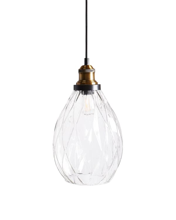 Pendellampa Transparent Glas- och Metallskärm 3 Ljus Belysning Hängande Taklampa Vardagsrum Sovrum
