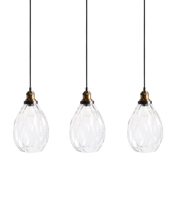 Pendellampa Transparent Glas- och Metallskärm 3 Ljus Belysning Hängande Taklampa Vardagsrum Sovrum