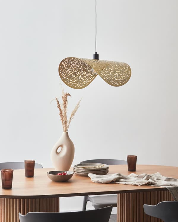Pendellampa Gyllene Järnskärm Belysning Modern Glamourstil Vardagsrum Sovrum