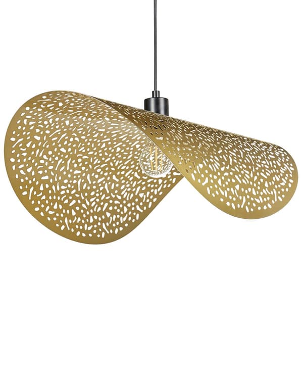Pendellampa Gyllene Järnskärm Belysning Modern Glamourstil Vardagsrum Sovrum