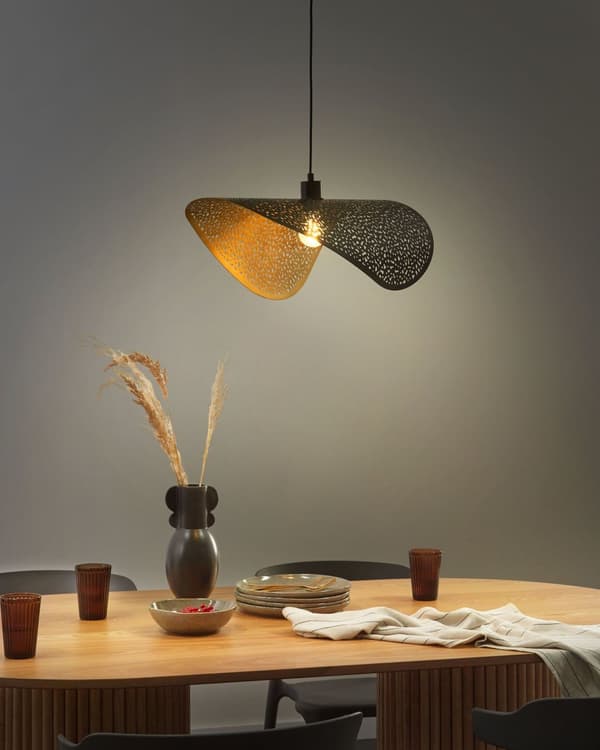 Taklampa Hängande Lampa Pendellampa Belysning Järn Metallskärm Svart Mahi