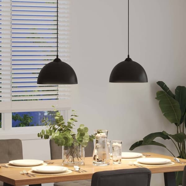 vidaXL pendellamper 2 stk højdejusterbar E27 Ø 30 cm metal sort