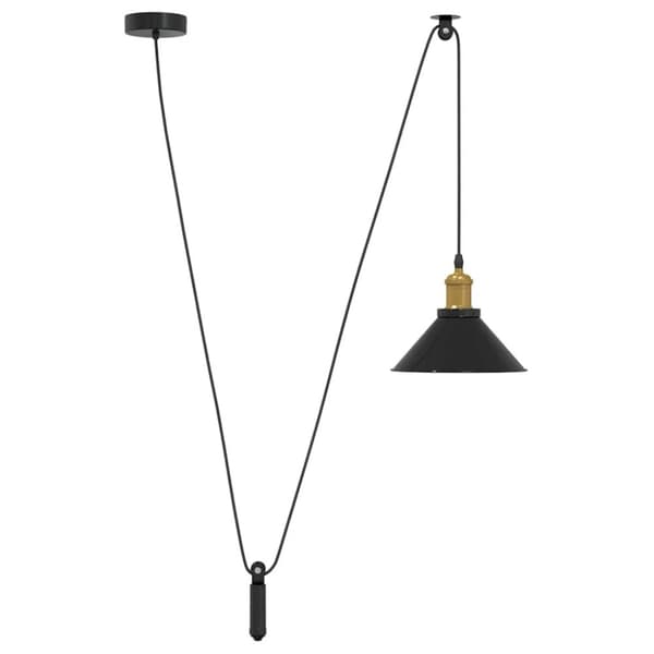 vidaXL Pendellampe høydejusterbar E27 glans svart Ø 22 cm metall