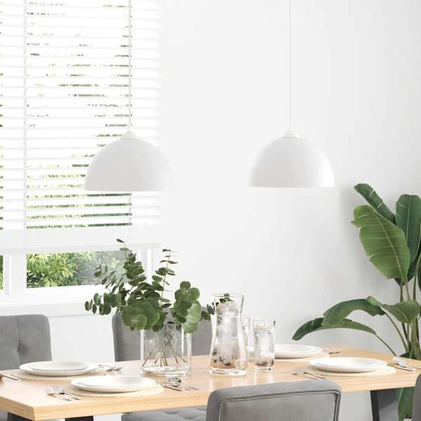 vidaXL Pendellampa 2 st höjdjusterbar E27 vit Ø 30 cm metall
