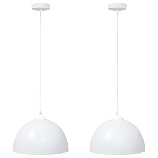 vidaXL Pendellamper 2 stk høydejusterbar E27 hvit Ø 30 cm metall