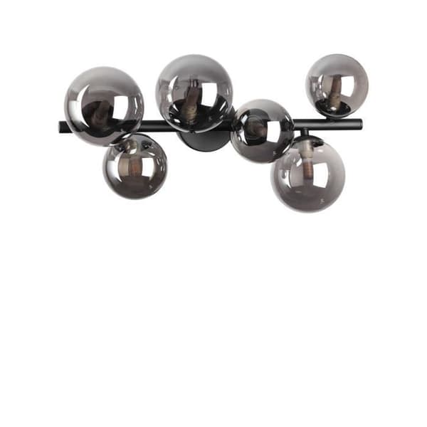 Plafondslampa - Ideal Lux - PERLAGE - 6 ljus - Svart - Grå rökig skärm - Modern design