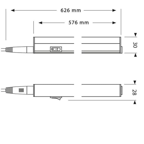 DURANDAL: Strip 48 LED T5 11W 57cm med strömbrytare, 4000K