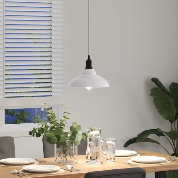 vidaXL Pendellampe høydejusterbar E27 glans hvit Ø 31 cm metall