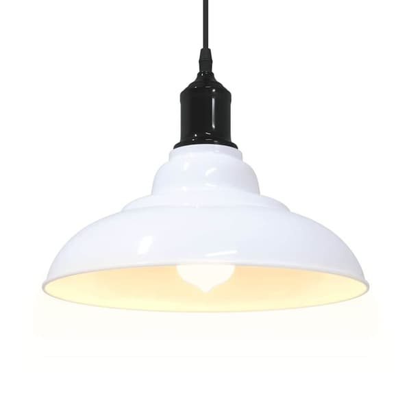 vidaXL Pendellampe høydejusterbar E27 glans hvit Ø 31 cm metall