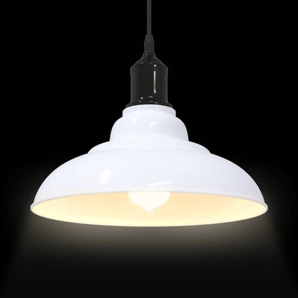 vidaXL Pendellampe høydejusterbar E27 glans hvit Ø 31 cm metall