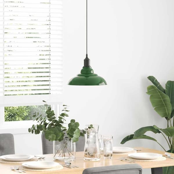 vidaXL Pendellampe høydejusterbar E27 glans grønn Ø 31 cm metall