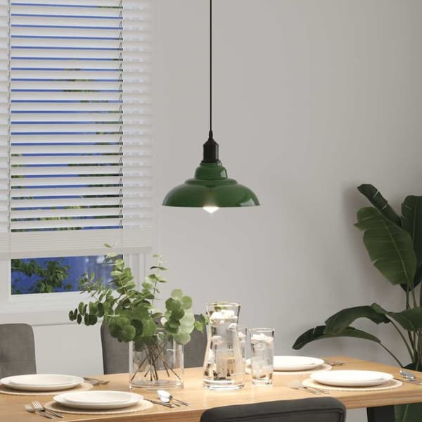 vidaXL Pendellampe høydejusterbar E27 glans grønn Ø 31 cm metall