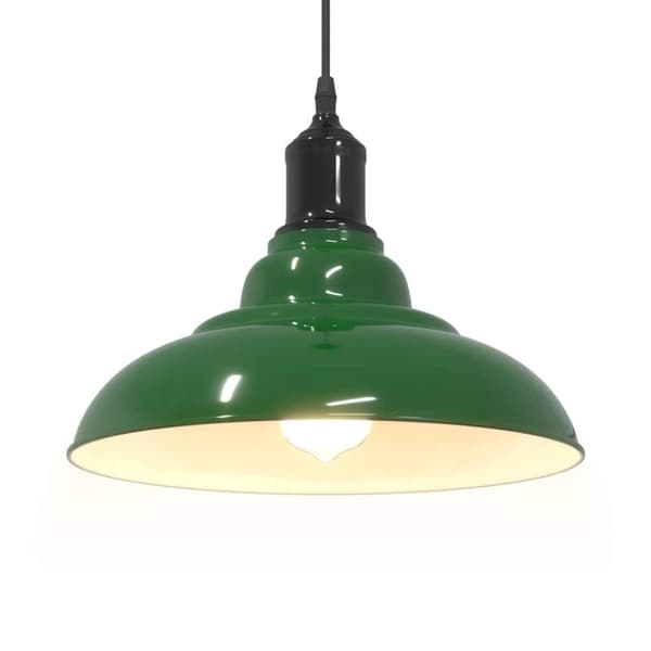 vidaXL Pendellampe høydejusterbar E27 glans grønn Ø 31 cm metall
