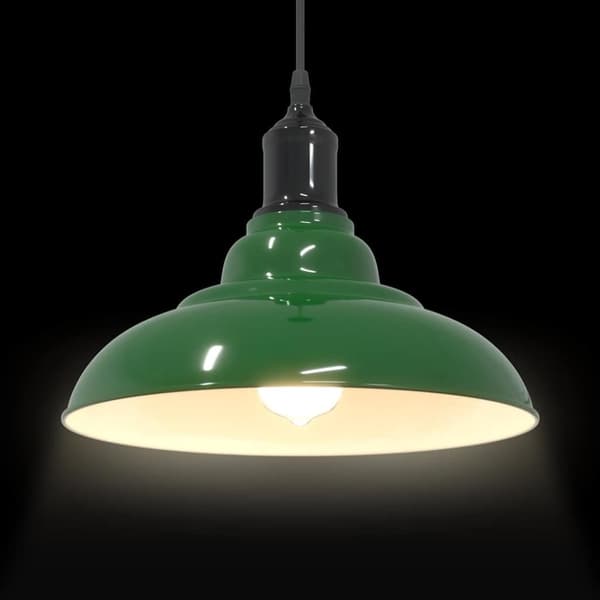 vidaXL Pendellampe høydejusterbar E27 glans grønn Ø 31 cm metall
