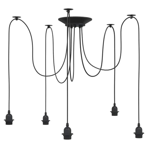 vidaXL Pendellampa med 5 lamphållare E27 svart metall