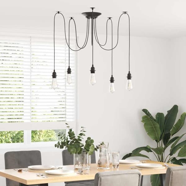 vidaXL Pendellampa med 5 lamphållare E27 svart metall