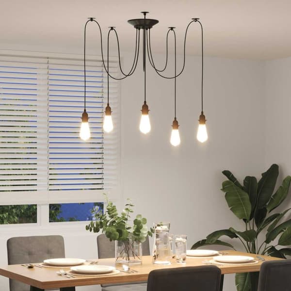 vidaXL Pendellampa med 5 lamphållare E27 svart metall