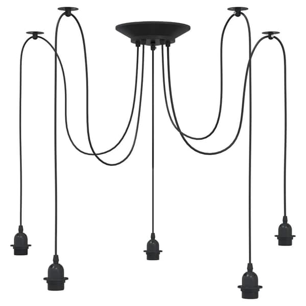 vidaXL Pendellampa med 5 lamphållare E27 svart metall