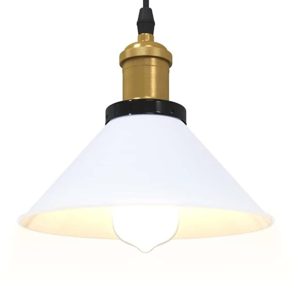 vidaXL Pendellampe høydejusterbar E27 glans hvit Ø 22 cm metall