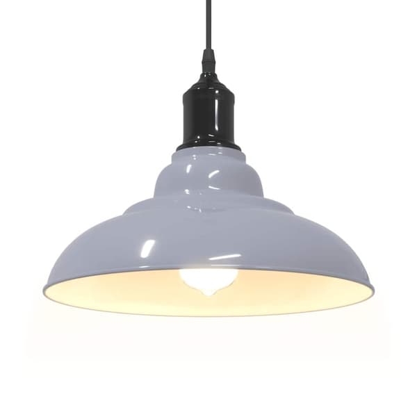 vidaXL Pendellampe høydejusterbar E27 glans grå Ø 31 cm metall