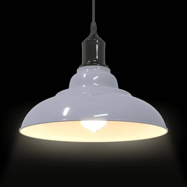 vidaXL Pendellampe høydejusterbar E27 glans grå Ø 31 cm metall