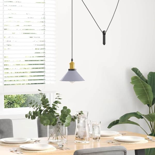 vidaXL Taklampa höjdjusterbar E27 glansgrå Ø 22 cm metall