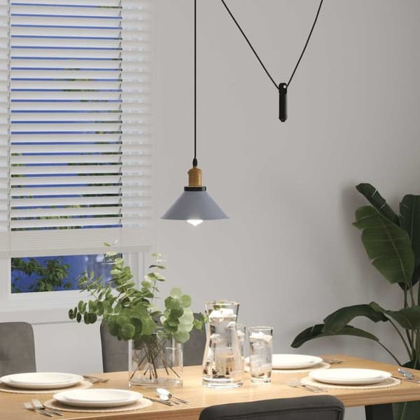 vidaXL Taklampa höjdjusterbar E27 glansgrå Ø 22 cm metall