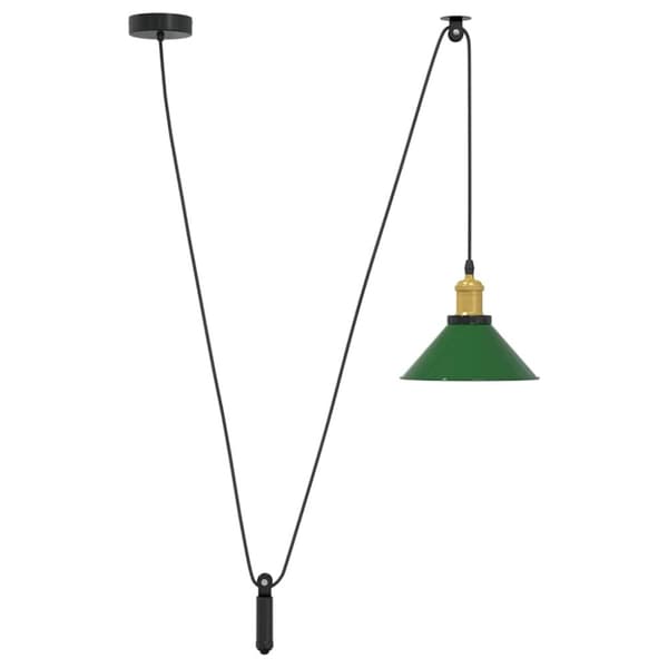 vidaXL Pendellampe høydejusterbar E27 glans grønn Ø 22 cm metall