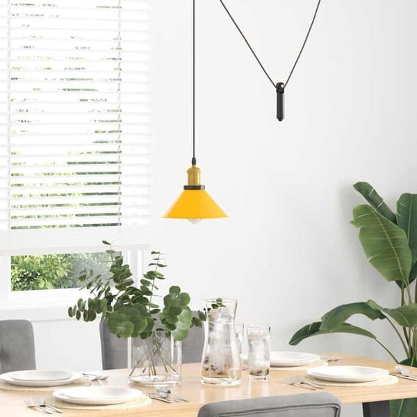vidaXL taklampa höjdjusterbar E27 glans gul Ø 22 cm metall