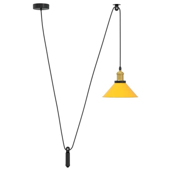 vidaXL taklampa höjdjusterbar E27 glans gul Ø 22 cm metall