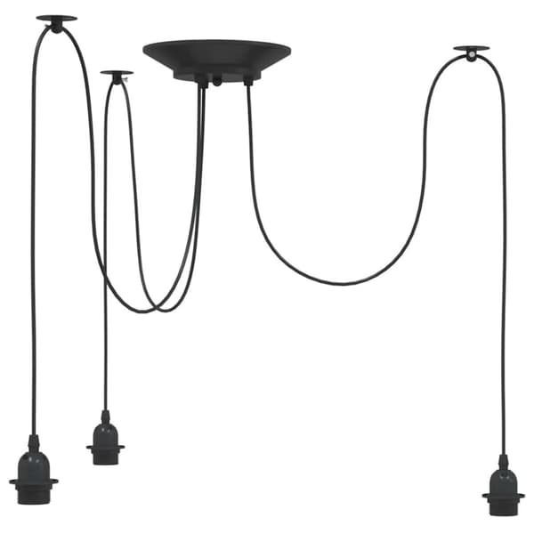 vidaXL Pendellampe med 3 lampeholdere E27 svart metal