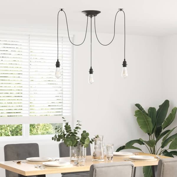 vidaXL Pendellampe med 3 lampeholdere E27 svart metal