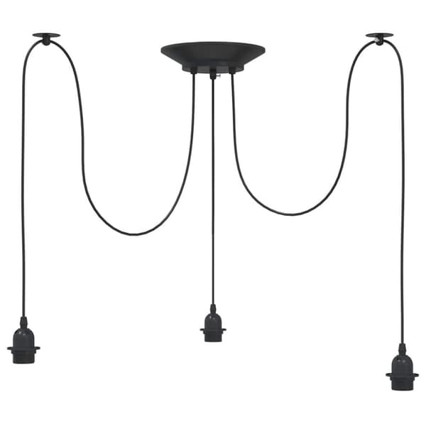 vidaXL Pendellampe med 3 lampeholdere E27 svart metal