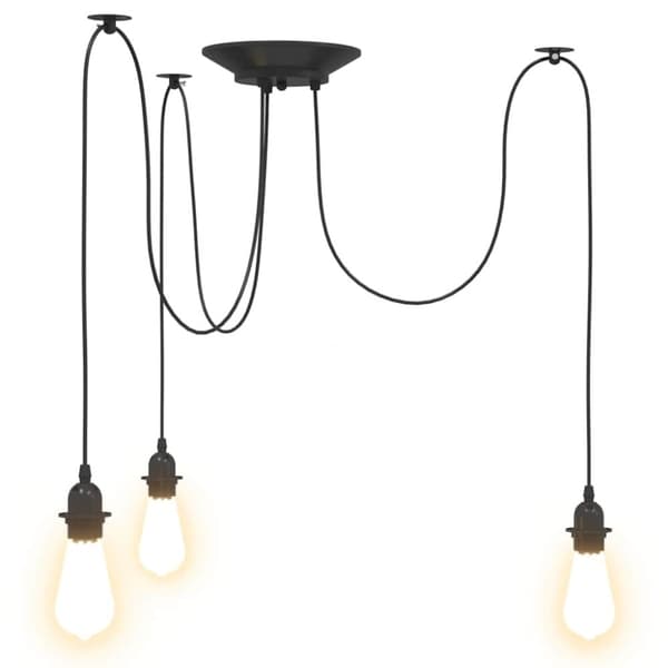 vidaXL Pendellampe med 3 lampeholdere E27 svart metal