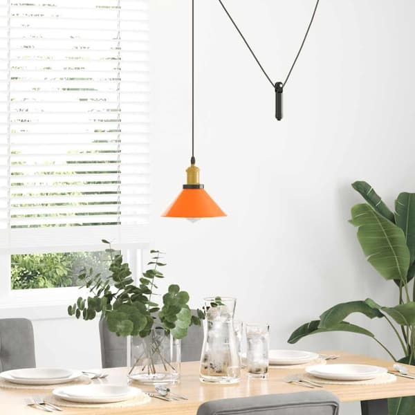 vidaXL Taklampa höjdjusterbar E27 glans orange Ø 22 cm metall