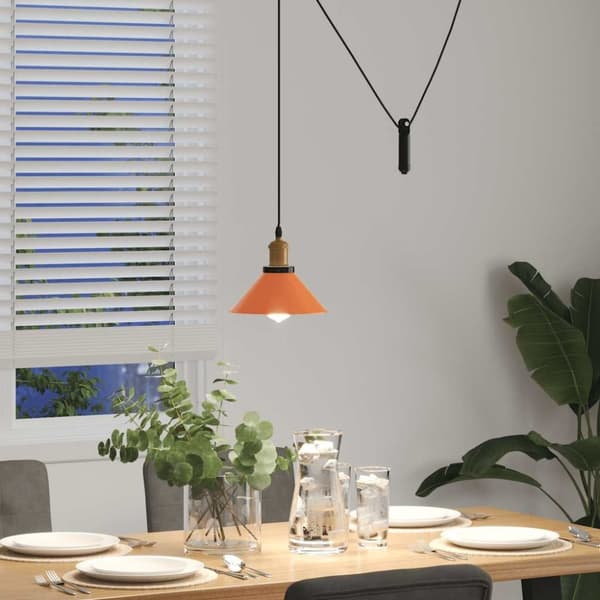 vidaXL Taklampa höjdjusterbar E27 glans orange Ø 22 cm metall