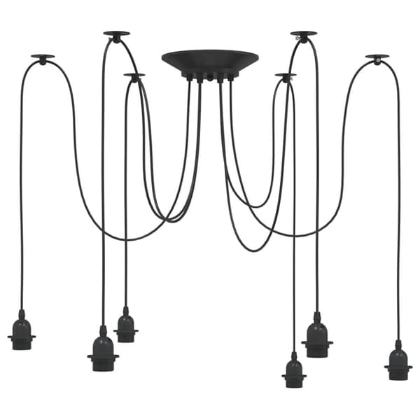 vidaXL Pendellampa med 6 lamphållare E27 svart metall