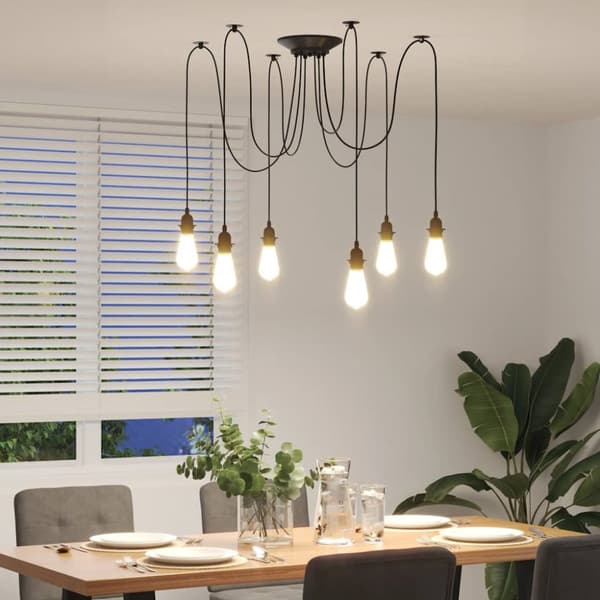 vidaXL Pendellampa med 6 lamphållare E27 svart metall