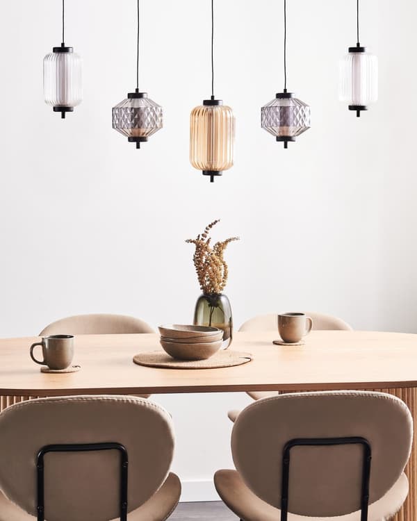 Pendellampa Flerfärgad Transparent Glasskärmar Järn 5 Ljus Modern Design Heminredning Vardagsrum
