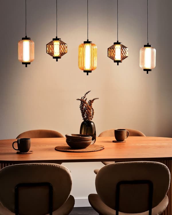 Pendellampa Flerfärgad Transparent Glasskärmar Järn 5 Ljus Modern Design Heminredning Vardagsrum