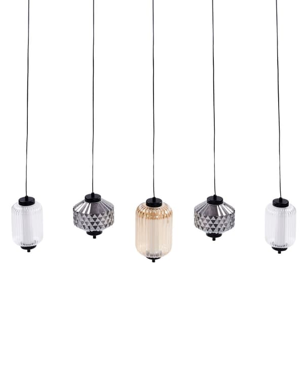 Pendellampa Flerfärgad Transparent Glasskärmar Järn 5 Ljus Modern Design Heminredning Vardagsrum