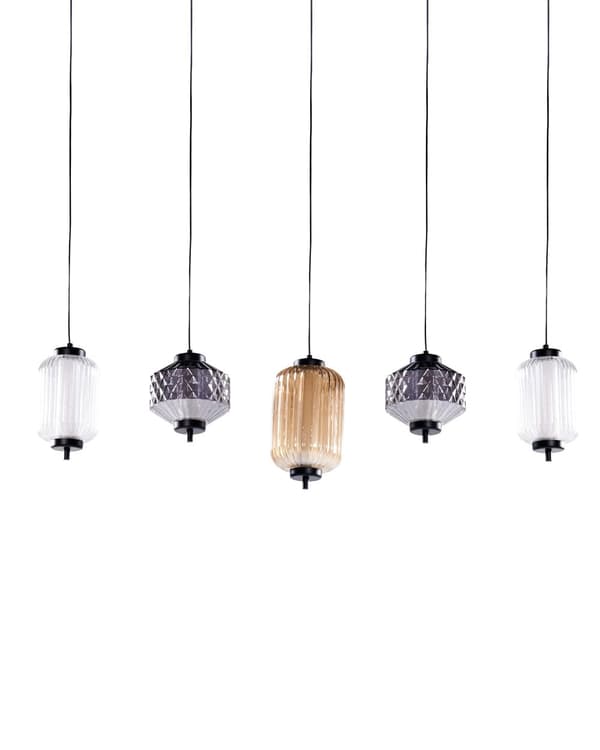 Pendellampa Flerfärgad Transparent Glasskärmar Järn 5 Ljus Modern Design Heminredning Vardagsrum
