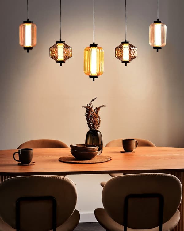 Pendellampa Flerfärgad Transparent Glasskärmar Järn 5 Ljus Modern Design Heminredning Vardagsrum
